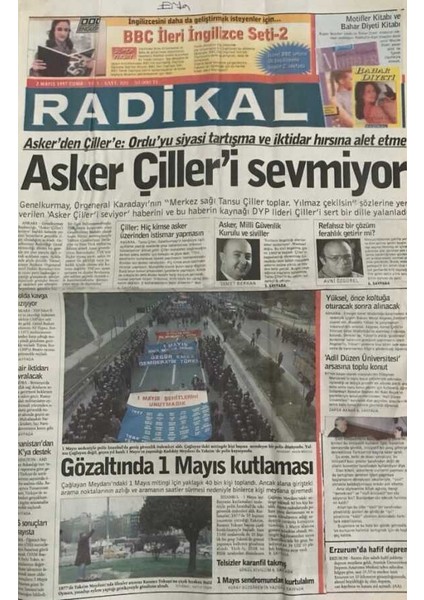 Radikal Gazetesi 2 Mayıs 1997-ASKER Çilleri Sevmiyor GZ45427 fiyatları