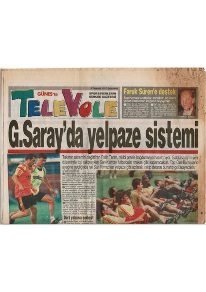 Güneşte Televole Spor Gazetesi Eki 9 Temmuz 1997 - Galatasarayda Yelpaze Sistemi GZ48045