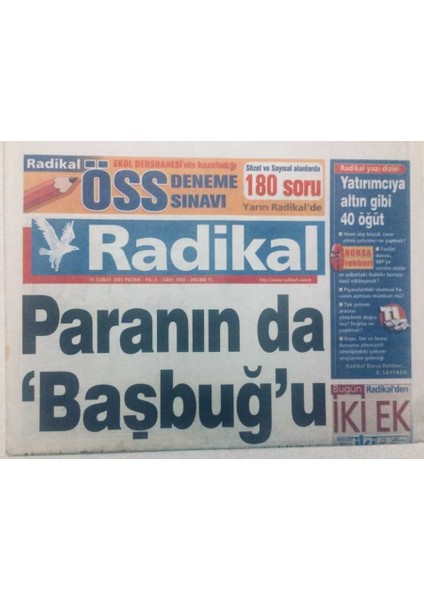 Radikal Gazetesi - 11 Şubat 2001 - Paranın Da Başbuğu GZ46776