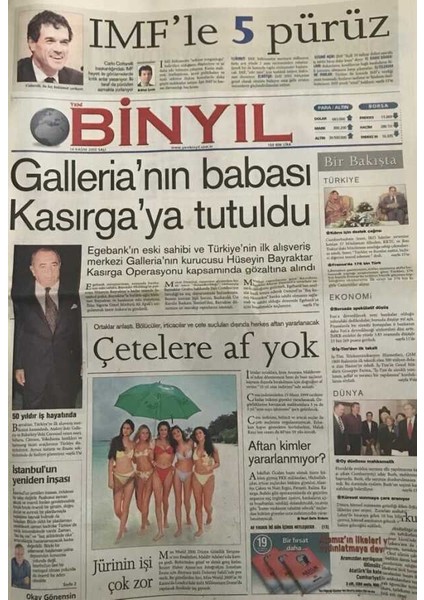 Yeni Binyıl Gazetesi 14 Kasım 2000-BÖLÜCÜLER ,irticacılar ve Çete Suçluları Dışında Herkes Aftan Yararlanacak GZ45433 fiyatları