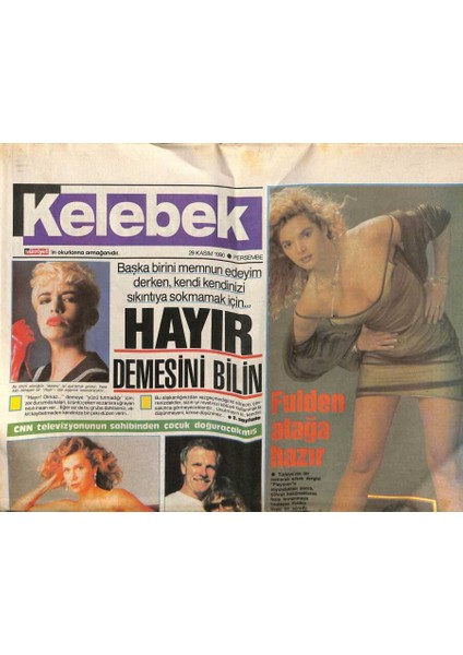 Hürriyet Gazetesi Kelebek Eki 29 Kasım 1990 - Fulden Uras Atağa Hazır GZ75726