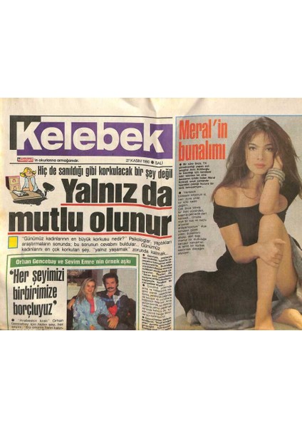 Hürriyet Gazetesi Kelebek Eki 27 Kasım 1990 - Orhan Gencebay ve Sevim Emrenin Örnek Aşkı GZ75728