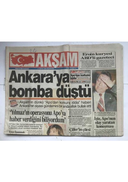 Akşam Gazetesi 27 Mayıs 1996 - Ankaraya Bomba Düştü GZ7094 fiyatları