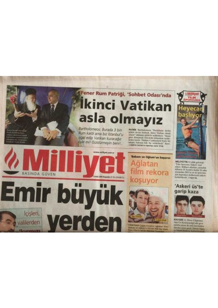 Milliyet Gazetesi 1 Aralık 2005-İKINCI Vatikan Asla Olmayız GZ45694