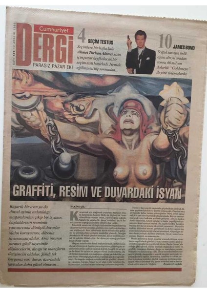 Cumhuriyet Gazetesi Dergi Eki - 17 Aralık 1995 - Graffiti ,resim ve Duvardaki Isyan - GZ43593 fiyatları