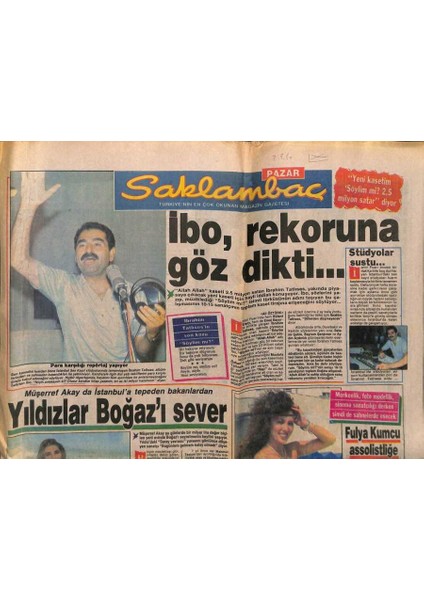 Saklambaç Gazetesi 9 Eylül 1990 - Ibrahim Tatlıses Rekoruna Göz Dikti GZ75603