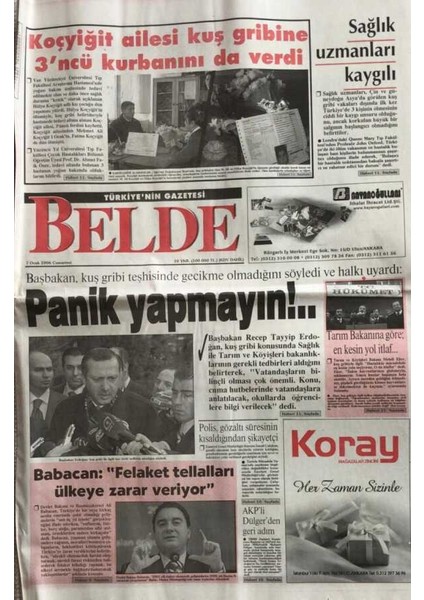 Belde Gazetesi 7 Ocak 2006-RECEP Tayyip Erdoğan Kuş Gribi Konusunda Uyardı GZ45009