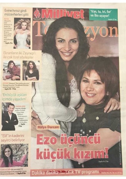 Milliyet Gazetesi Televizyon Eki 17-23 Mart 2007 Sayı75 -Petek Dinçözün Mücevherleri ,can Tanrıyarın Hakimiyeti Gitti GZ30562