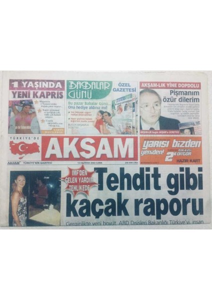 Akşam Gazetesi - 13 Haziran 2003 - Athenadan Fenerbahçeye Marş GZ46822