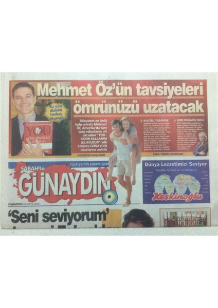 Sabah Gazetesi Günaydın Eki 28 Mayıs 2005 - Hülya Avşar Seni Seviyorum Demeyi Zehradan Sonra Öğrendim GZ47157