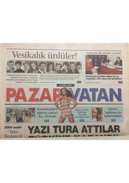 Vatan Gazetesi Pazar Eki 3 Ekim 2004 - Vesikalık Ünlüler GZ47285