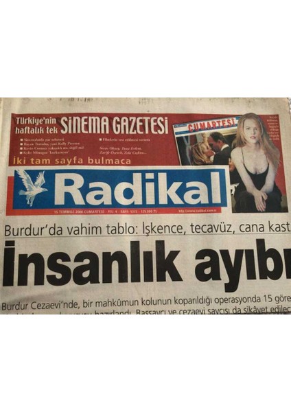 Radikal Gazetesi 15 Temmuz 2000-MEZOPOTAMYANIN Kadınları Hasankeyf Uğruna Yandı GZ45114