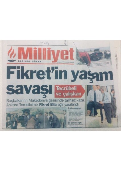 Milliyet Gazetesi - 8 Temmuz 1998 - Fikret Bilanın Yaşam Savaşı GZ46569