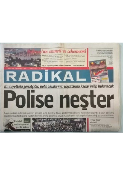 Radikal Gazetesi 1 Ağustos 1997 Tansu Çillerden Orduya Laubalilik Yapma - GZ44723