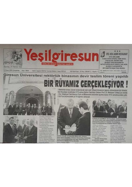 Yeşil Giresun Gazetesi 13 Nisan 2005-GIRESUNDA Ilk Kez Bilgi Yarışması Internetten Canlı Izlenebilecek GZ45614