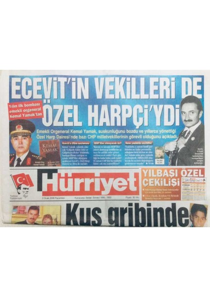 Hürriyet Gazetesi 2 Ocak 2006 - Ecevitin Vekilleri De Özel Harpçiydi GZ43304 fiyatları