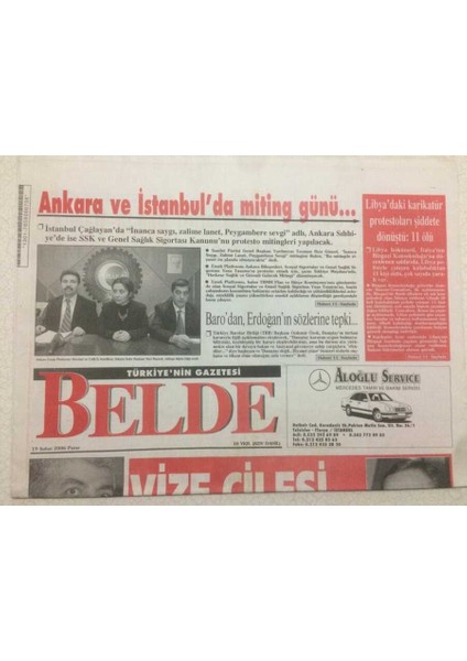 Belde Gazetesi 19 Şubat 2006 - Barodan Erdoğanın Sözlerine Tepki GZ47788