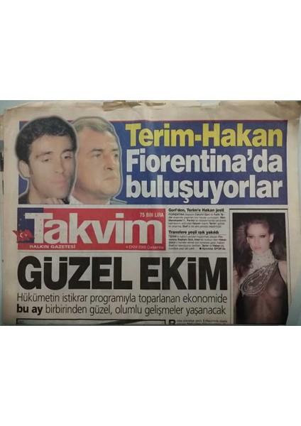 Takvim Gazetesi 4 Ekim 2000 Petek Dinçözden Meslektaşlarına Ağır Itham -GZ44667