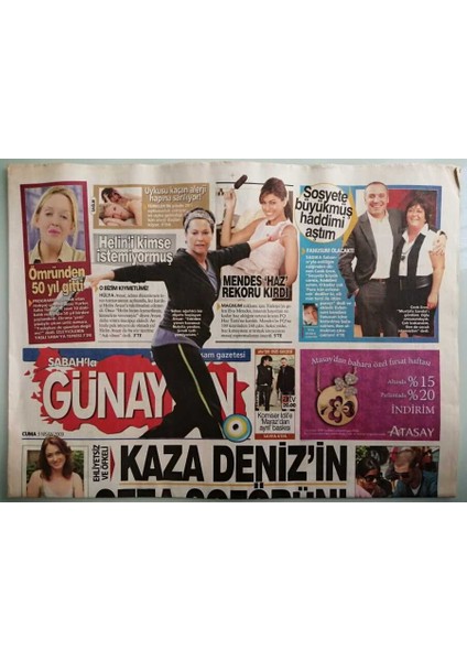 Sabah Günaydın Gazetesi 3 Nisan 2009 Hülya Avşar Helin Kıymetlimiz Herkese Vermeyiz -GZ44061 fiyatları