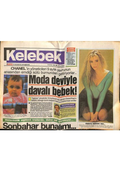 Hürriyet Gazetesi Kelebek Eki 10 Ekim 1990 - Alev Baymur Sinemaya Merhaba Dedi GZ75715