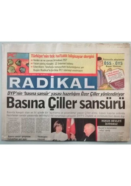 Radikal Gazetesi 19 Kasım 1996 Bosnalılar Savaş Turistlerine Öfkeli - GZ44721