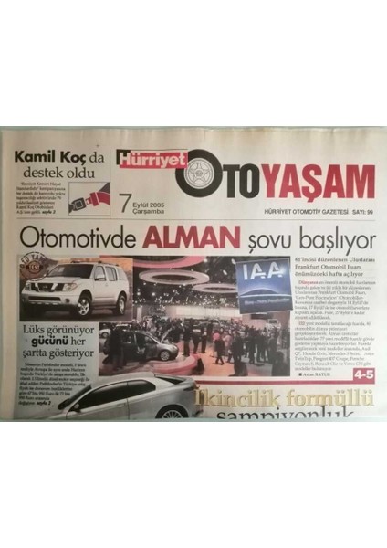 Hürriyet Oto Yaşam Gazetesi 7 Eylül 2005 Otomotivde Alman Şovu Başlıyor -GZ44809 fiyatları