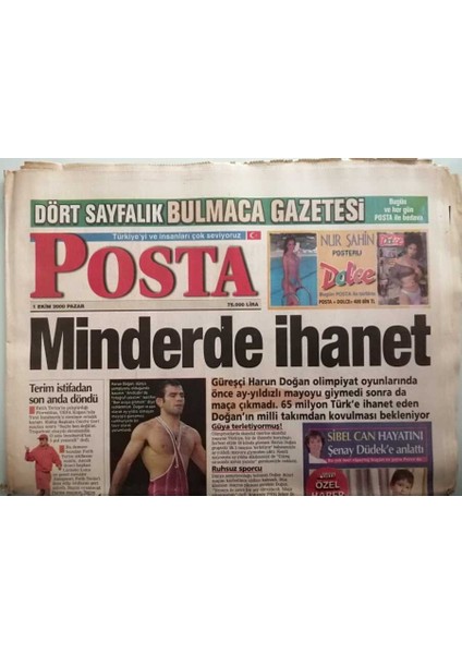 Posta Gazetesi 1 Ekim 2000 Sibel Can Hayatını Şenay Düdeke ANLATTI-GZ44763