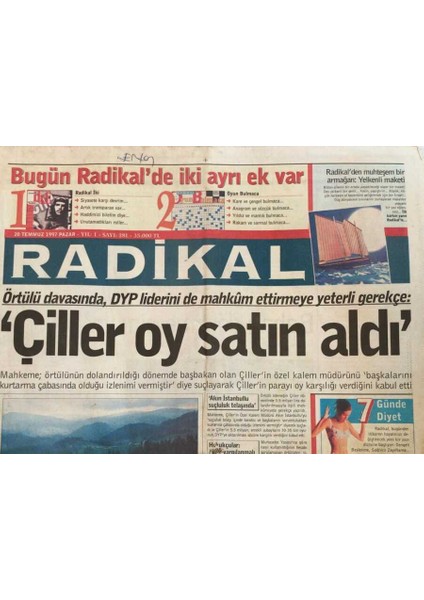 Radikal Gazetesi 20 Temmuz 1997-TARIHTE Casus Politikacılar GZ45082
