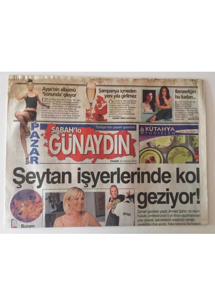 Sabah Gazetesi Günaydın Eki 28 Aralık 2003 - Deniz Seki Ile Söyleşi GZ31291