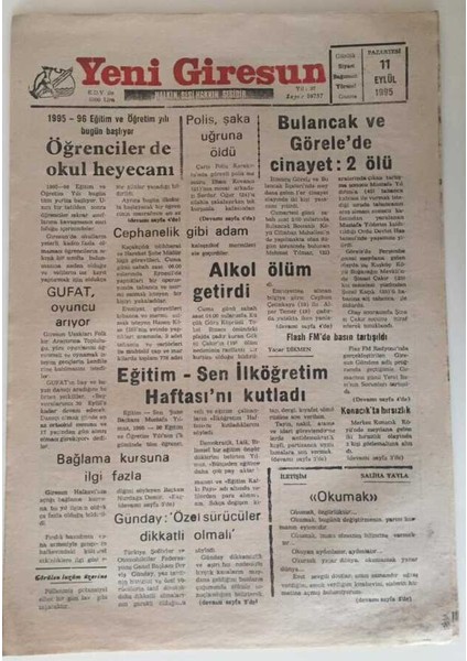 Yeni Giresun Gazetesi 11 Eylül 1995 - Eğitim - Sen Ilköğretim Haftasını Kutladı GZ31049