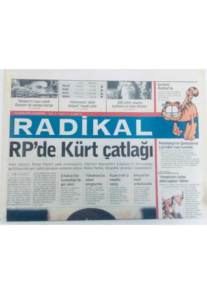 Radikal Gazetesi - 16 Ekim 1996 - Rpde Kürt Çatlağı GZ46262