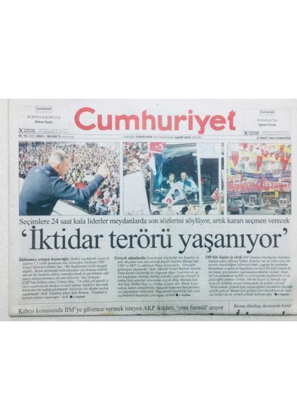 Cumhuriyet Gazetesi - 27 Mart 2004 - Iktidar Terörü Yaşanıyor GZ43469