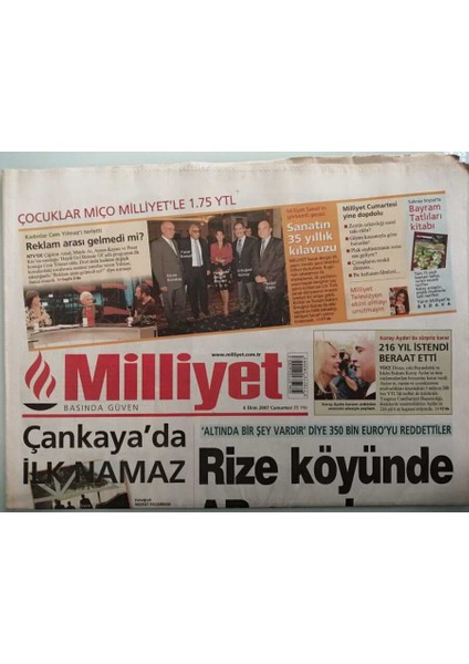 Milliyet Gazetesi 6 Ekim 2007 Chpde Yapı Değişecek - Köşkte Ilk Namaz - GZ44440