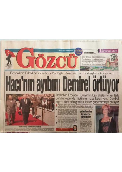 Gözcü Gazetesi 8 Mayıs 1997 Pop Müziğin Sevilen Sesi Izel Çeliköz Şöhret Beni Şımartmadı -GZ44772
