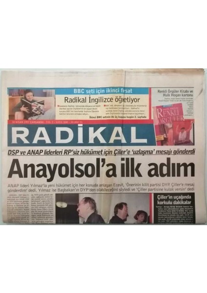 Radikal Gazetesi 30 Nisan 1997 Erbakandan Seçim Için Hodri Meydan -GZ44544 fiyatları
