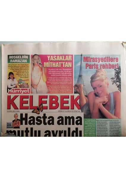 Hürriyet Gazetesi Kelebek Eki 15 Ekim 2004 Özlem Önalın Meçhul Sevgilisi -GZ44583 fiyatları