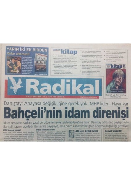Radikal Gazetesi - 29 Mart 2002 - Bahçelinin Idam Direnişi GZ46772