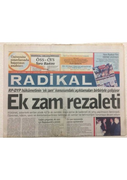 Radikal Gazetesi 10 Ocak 1997 - Ek Zam Rezaleti GZ47174