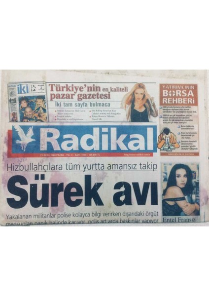 Radikal Gazetesi 23 Ocak 2000 - Hizbullahçılara Tüm Yurtta Amansız Takip Sürek Avı GZ47661