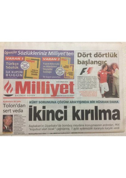 Milliyet Gazetesi 20 Ağustos 2005 - Kürt Sorununa Çözüm Arayışında Bir Hüsran Daha GZ47106