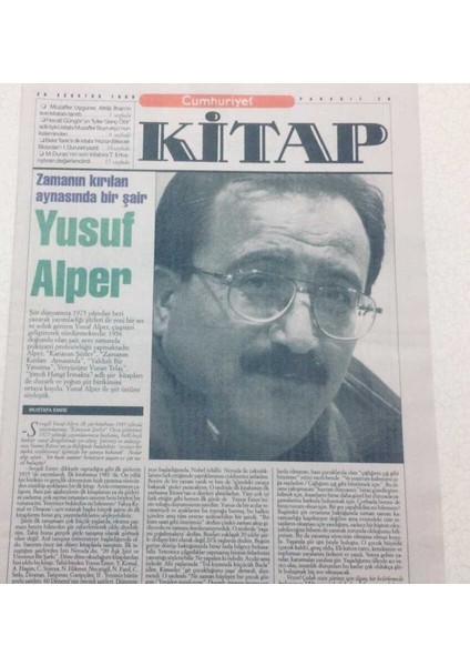 Cumhuriyet Gazetesi Kitap Eki 26 Ağustos 1999 - Zamanın Kırılan Aynasında Bir Şair,yusuf Alper GZ47600