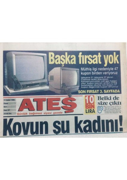 Ateş Gazetesi 11 Şubat 1996 - Kızıl Çinde Moda GZ47685