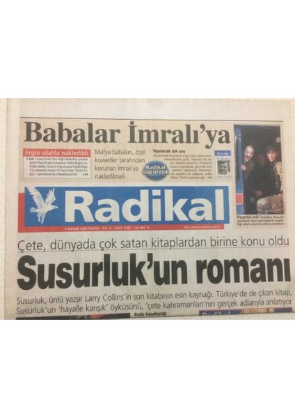 Radikal Gazetesi 5 Kasım 2000 - Susurlukun Romanı GZ47803