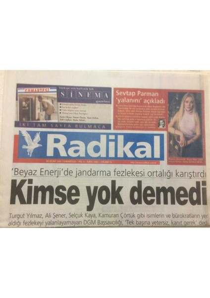 Radikal Gazetesi 20 Ocak 2001 - Fatih Terimin Son Kararı Anlaşamadık Bırakıyorum GZ47806