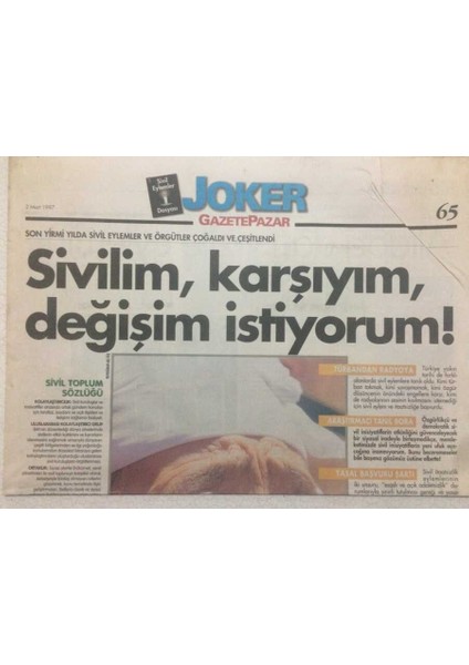 Gazete Pazar Gazetesi Joker Eki 2 Mart 1997 - Sivilim Karşıyım,değişim Istiyorum GZ50408