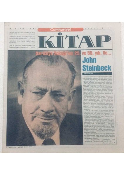 Cumhuriyet Gazetesi Kitap Eki 19 Ekim 1995 - Sardalye Sokağının 25.ve 50.yılı GZ47590