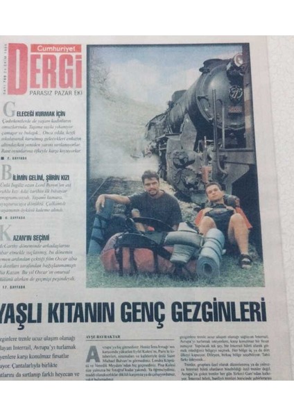 Cumhuriyet Gazetesi Kitap Eki 24 Ekim 1999 - Yaşlı Kıtanın Genç Gezginleri GZ47597