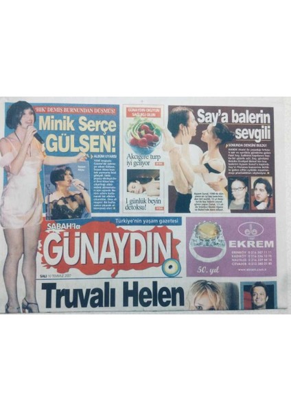 Sabah Gazetesi Günaydın Eki 10 Temmuz 2007 - Ingiltere Prensinin Aşkı Bire On Veriyor GZ47652