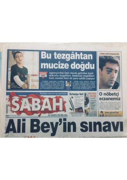 Sabah Gazetesi 21 Eylül 2004 - Bakan Abdullah Gülmüzakereler Başlayacak GZ47635
