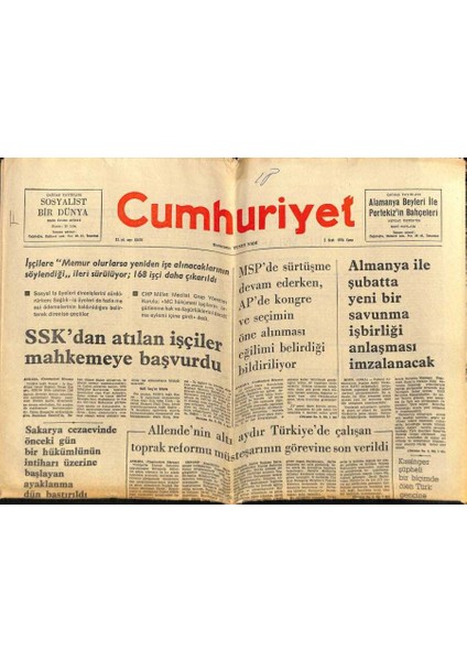 Cumhuriyet Gazetesi 2 Ocak 1976 - Alman Ile Şubatta Yeni Bir Savunma Işbirliği Anlaşması Imzalanacak GZ69895